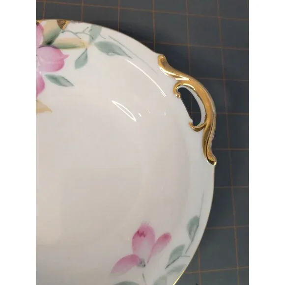 Noritake Azalea Bon Bon Dish 6.5" Floral Design Gold Handle Morimura mark - Picture 3 of 13